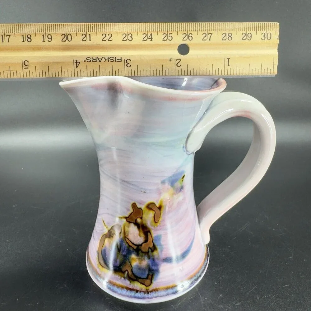 Vintage Hand Made Studio Art Pottery Pitcher Creamer Stoneware Artist Signed VTG